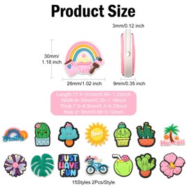 KitBeads 30Pcs 15 Styles Tropical Flower Cactus Beads PVC Plastic Beach Summer Beads for Bracelets Necklaces Earrings Jewelry Making Crafts Bulk