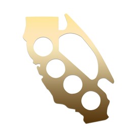 California Map Brass Knuckle Sticker Vinyl Decal Notebook Car Window Laptop 4.5" x 5.5" (Gold)