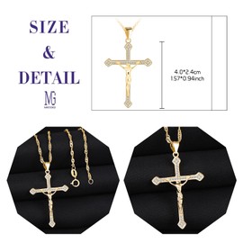 MICGIGI Women's Cross Shape 925 Sterling Silver Necklace Cubic Zirconia Pendant Necklace, Gold, Silver