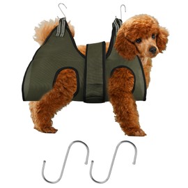HoaaiGo Pet Grooming Hammock for Cats, Dogs, Breathable Dog Grooming Sling, Dog Grooming Harness, Dog Grooming Restraint Bag for Pet Grooming, Washing Nail Cutting (S, Army Green)