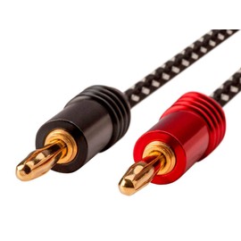 Monoprice Premium Braided Speaker Wire 14AWG - with Gold Plated Banana Plug Connectors - Affinity Series