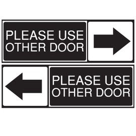 Please Use The Other Door Sticker, Set of 2, Black and White, Vinyl, Self-Adhesive