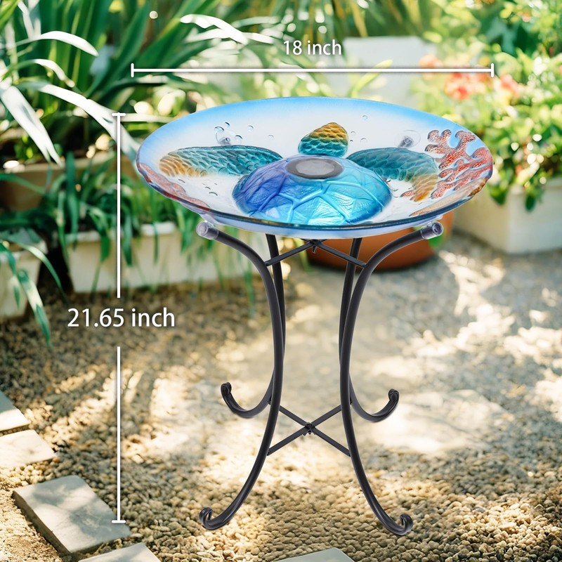 MUMTOP Outdoor Bird Bath, Large Glass Bird Baths Bowl with
