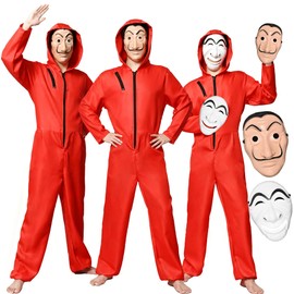 Goreson Paperhouse Cosplay, 2 Masks + 1 Jumpsuit, 3 Piece Set, Children/Adults, Uniforms, Halloween, Cosplay, Costume, Cultural Festival, Spanish, Drama, Clown, School Festival, Party, M