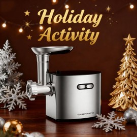 CHEFFANO Meat Grinder, Electric Meat Grinder and Sausage Maker Includes 3 Size Stainless Steel Sausage Stuffs, 2 Cutting Blades, 3 Grinder Plates, Plastic Sausage Tubes & Kubbe Kit for Home Use