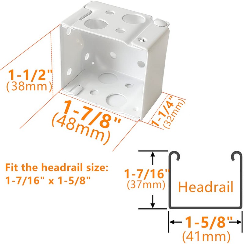 APUXON Box Mounting Bracket 4pcs for 1-1/2" Blinds White Color