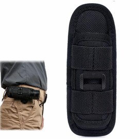Torch Holster, 360 Degree Rotating Torch Bag with Belt Clip, Flashlights Holster, Flashlights Bag Belt for Outdoor, Hiking, Hunting, Camping, Nylon, 15 x 5.5 cm, Black