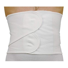 MANIFATTURA BERNINA Sana 55100 Post-Operative Adjustable Back Support Belt Abdominal Support with Double Velcro Fastening and Support Struts Height 22 cm, White