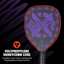 Onix Graphite Evoke Tear Drop Pickleball Paddle Features Tear Drop Shape, Polypropylene Core, and Graphite Face, Purple