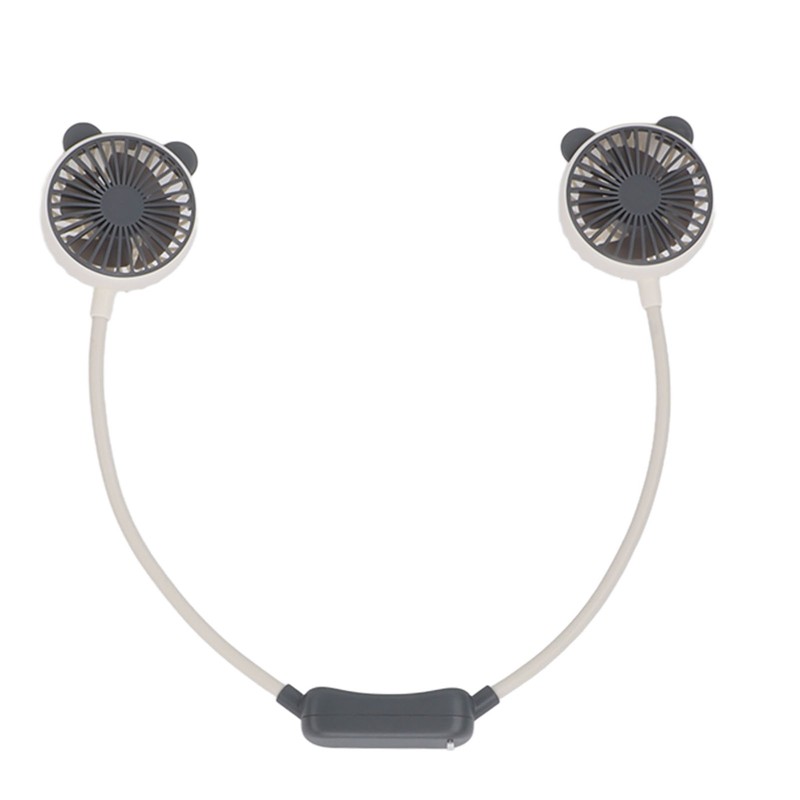 Portable Neck Fan Dual Head Bendable Wearable USB Rechargeable Hand