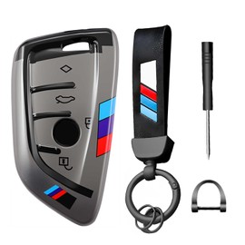 Black Samurai Style Car Key Cover Compatible with X1 X2 X3 X4 X5 F11 F30 F32 G20 G60 1-7 Series – TPU Key Fob Case with Keychain