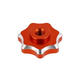 Set: CNC Sterngriffmutter Aluminium, Orange eloxiert mit Gummischeibe - für Simson KR51,SR4, SR50, SR80