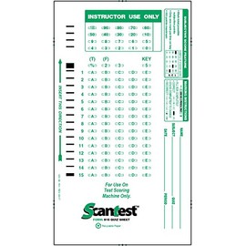 SCANTEST-815 QUIZ SHEET, 815-E Compatible Test Forms (100/pkg)