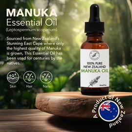100% Pure New Zealand Manuka Oil | Organic Essential Oil | 35x Stronger Than Tea Tree | Natural Skin Care | Toenails | Diffuser | Aromatherapy | Nails | Hair | Skin | Lips