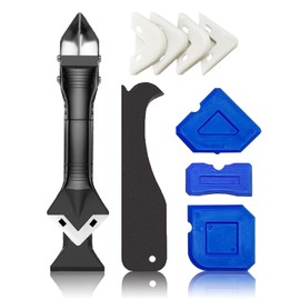 10 PCS Silicone Caulking Tools (Stainless Steel head) 5 in 1 Sealant Finishing Tool Grout Remove Scraper,Caulk Remover Glass Glue Angle Scraper for Bathroom Kitchen Floor,Window,Joint