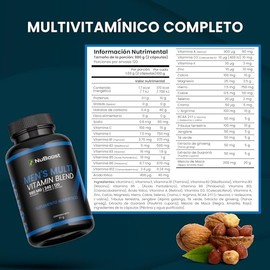NuBoost Multivitamínico Hombre 980 mg - 240 Cápsulas - 120 Porciones - Vitaminas para Hombre con Zinc, Magnesio, Maca y Ginseng - Multivitaminas y Min
