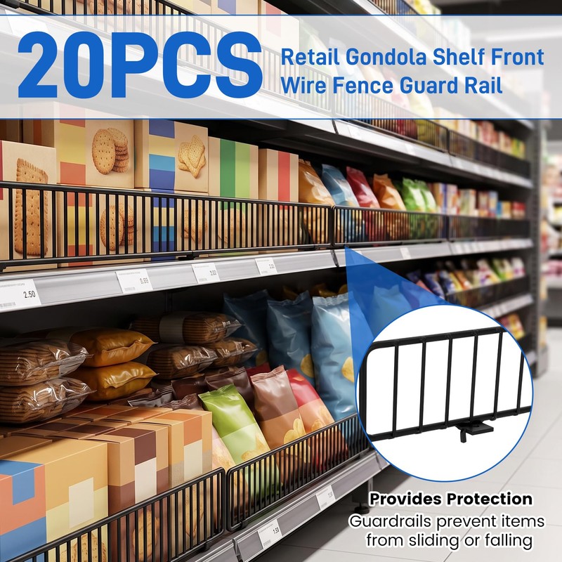 Retail Gondola Shelf Front Wire Fence Guardrail 48" X 3",