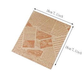 200 Sheets Dry Waxed Deli Paper - 18x18cm (7x7 Inch) Greaseproof Food Wrapping Paper for Burgers, Sandwiches, Pizza & Bakery - Retro Newspaper Print (Brown+White) - Commercial & Home Use