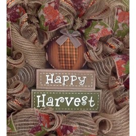 What A Mesh By Diana Happy Harvest Burlap Autumn Wreath Handmade