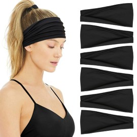 Huachi Black Headbands for Women Buttery Soft Hair Bands for Women's Hair Workout Yoga Exercise Head Band