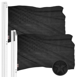 G128 2 Pack: All Black American USA US Flag 3x5 ft Embroidered Stars Sewn