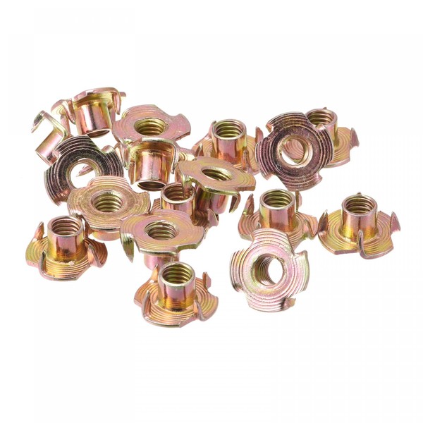 uxcell T-Nut 4 Prong Tee Nut Carbon Steel Threaded Insert