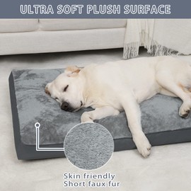 Dog Crate Bed Waterproof Deluxe Plush Dog Beds with Removable Washable Cover Anti-Slip Bottom Pet Sleeping Mattress for Large, Medium, Jumbo, Small Dogs, 47 x 29 inch, Gray