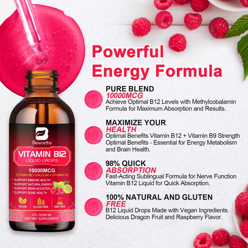 Extra Strength Vitamin B12 Liquid Vit B 12 Drops Energy