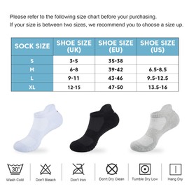 Natugloe Trainer Socks Cushioned Anti-Blister Ankle Socks Breathable Sports Running Athletic for Men Women 6 Pairs