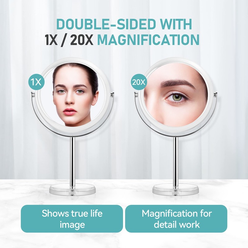 MIYADIVA 20X Magnifying Makeup Mirror,Double Sided 1X & 20X Magnifying