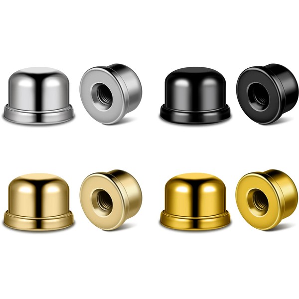 8 Pieces Lamp Finial Knob Lamp Accessories 1/2 Inch Tall Lamp Finials Plated Steel Finials Tapped 1/4-27 for Lamp Harp Tops (Gold, Silver, Black, Bronze)