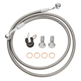 MoKitDora 50.5" Stainless Steel Braided Front Brake Lines Oil Hose for Harley 2004-2023 Sportster 2018-up Softail Models 18" Handlebar without ABS, Silver