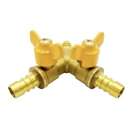 Metaland Brass 3 Way Shut-Off Valve, 3/8" Hose Barb 2 Switch Y Shaped Ball Valve Water/Fuel/Air