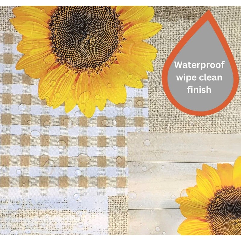 Karina Home Taupe and Yellow Sunflower Wipe Clean Tablecloth Vinyl