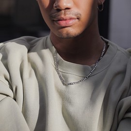 Monily Chain Necklace for Men 5MM 18 Inches Stainless Steel Figaro Link Chain for Women Mens