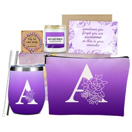 SAPEYKR - Vaso de vino de 12 onzas, bolsa de maquillaje cosmético, pulsera de tarjeta de vela 04