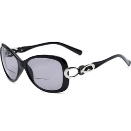 Incredible Bargains The Delia Bifocal Reading Sunglasses, Retro Square Style Sun Readers + 2.00 Black
