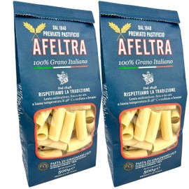 Afeltra Rigatoni Pasta from Italy 1.1 lb. (500g)(Pack of 2) Tube Pasta - Imported Pasta from Italy - Similar to Ziti - Paccheri - Mezzi Rigatoni - Mini Manicotti - Tortiglioni - Pasta di Gragnano - Bronze Cut Pasta - Durum Wheat Pasta - Fancy Pasta - Gourmet Pasta Artisan - Slow Dried Pasta