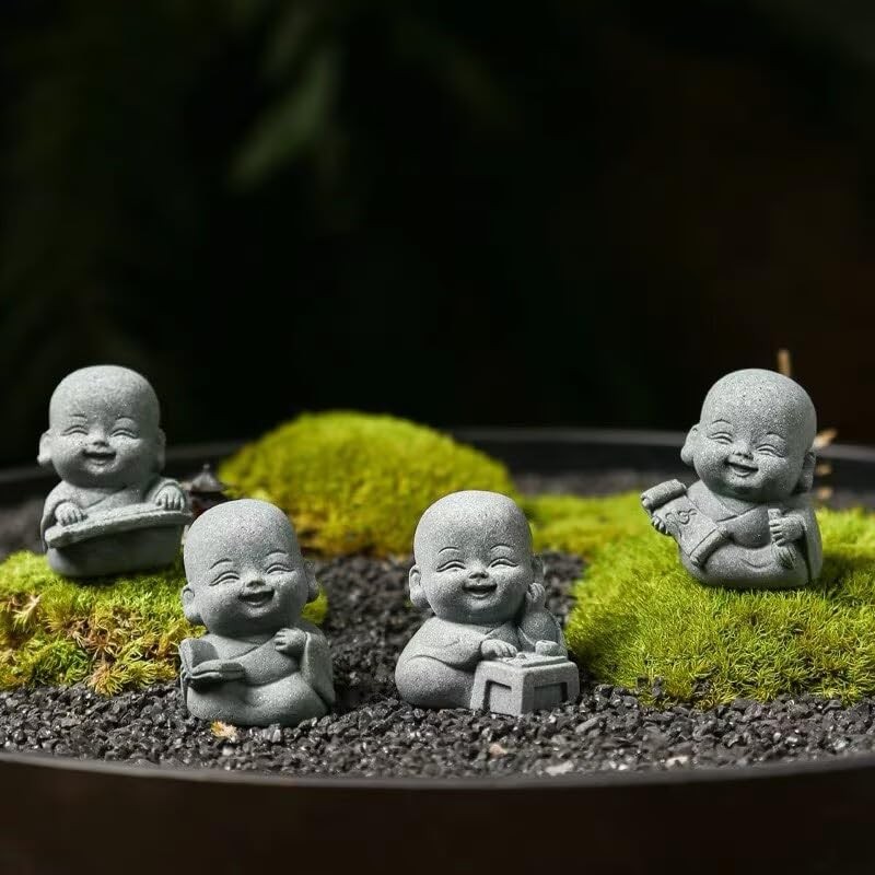 Fovasen 4PCS Laughing Buddha Statue for Good Luck & Feng