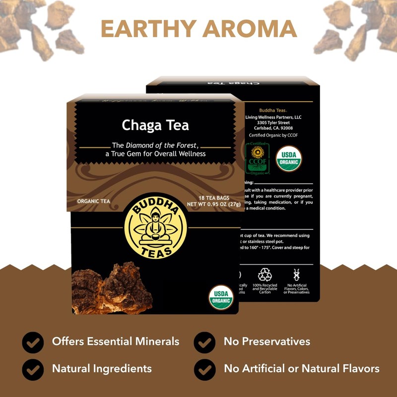 Buddha Teas - Chaga Tea - Organic Herbal Tea -