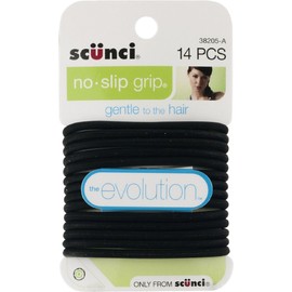 Scunci No-Slip Grip The Evolution Hair Ties, Black 14 ea (Pack of 11)