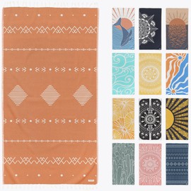 FESHKA Sand Proof Turkish Beach Towel – Oversized, Quick Dry & Lightweight Travel Towel - 100% Organic Cotton Beach Blanket - Perfect for Bath, Pool & Picnic | Gingerbread (Rust)