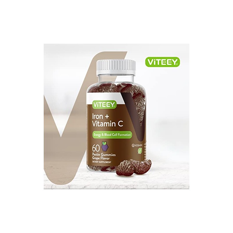 Iron Gummies 20mg + Vitamin C 26mg for Iron Deficiency