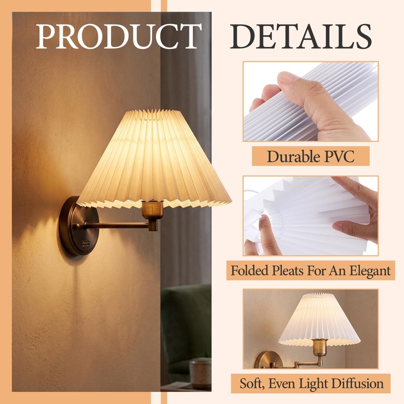 Teenyyou Small Pleated Lamp Shades Set of 2, 3.1" Top