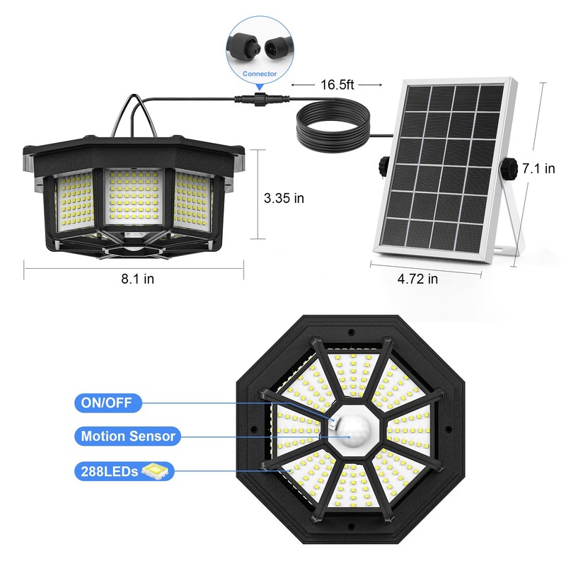 UOOIUMOY Solar Shed Light Indoor Outdoor 1200LM Solar Pendant Daywork