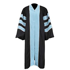 Newrara Unisex Deluxe Doctoral Graduation Gown,Doctoral Regalia Gown With Gold Piping (Sky Blue, 45)