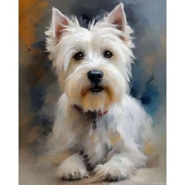 SVINOILER Paint by Numbers for Adults Beginner Digital Painting West Highland Terrier Dog Animal Westie Dog DIY Oil Painting Kit on Canvas Pre Drawn Canvas 16x20 Inch