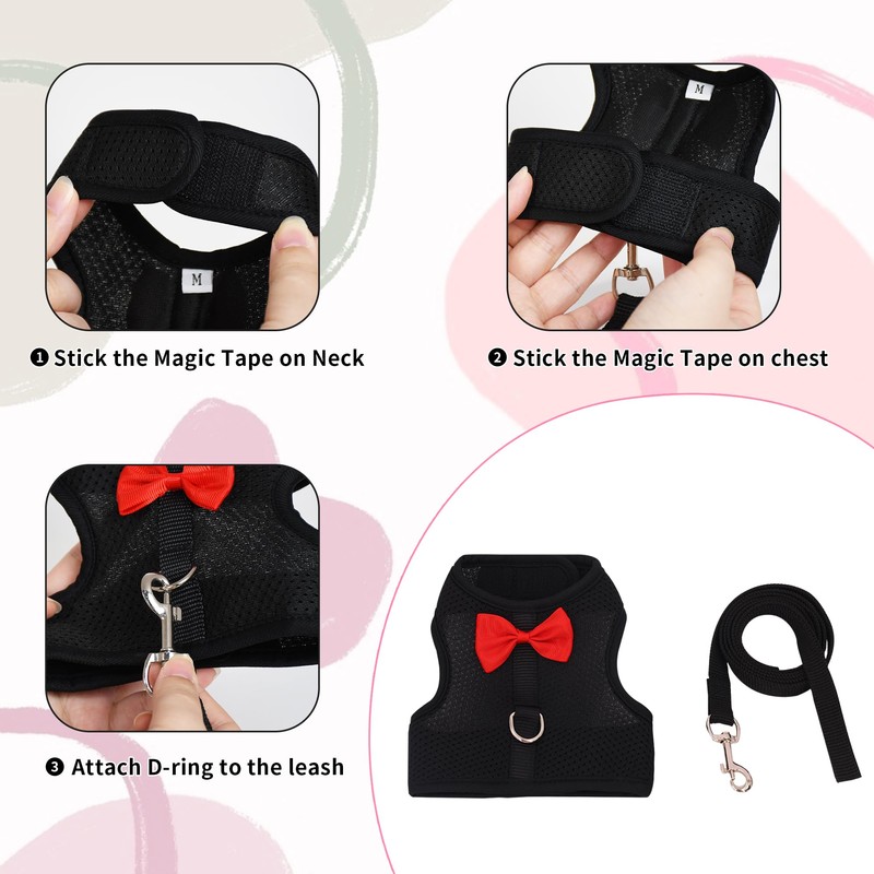 AIITLE Rabbit Harness and Leash Set with Cute Bow, Soft