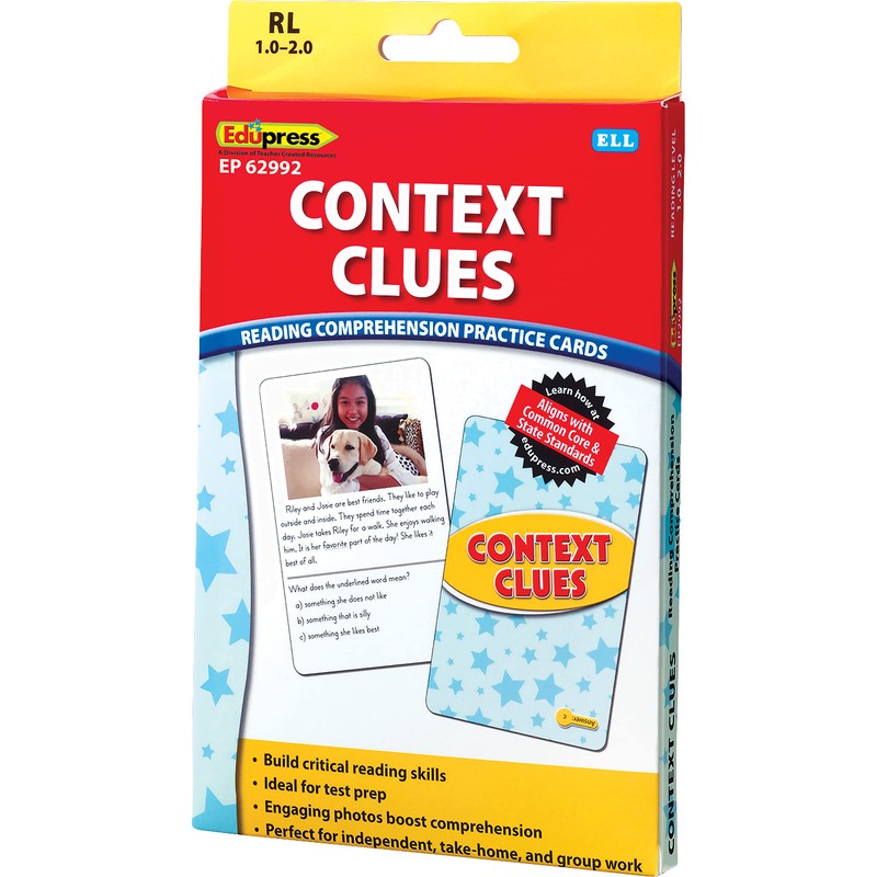 Edupress Reading Comprehension Practice Cards, Context Clues, Yellow Level (EP62992)
