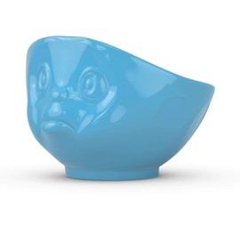FIFTYEIGHT PRODUCTS TASSEN Porcelain Bowl, Sulking Face Edition, 16 oz. Blue, (Single Bowl) for Serving Cereal, Soup